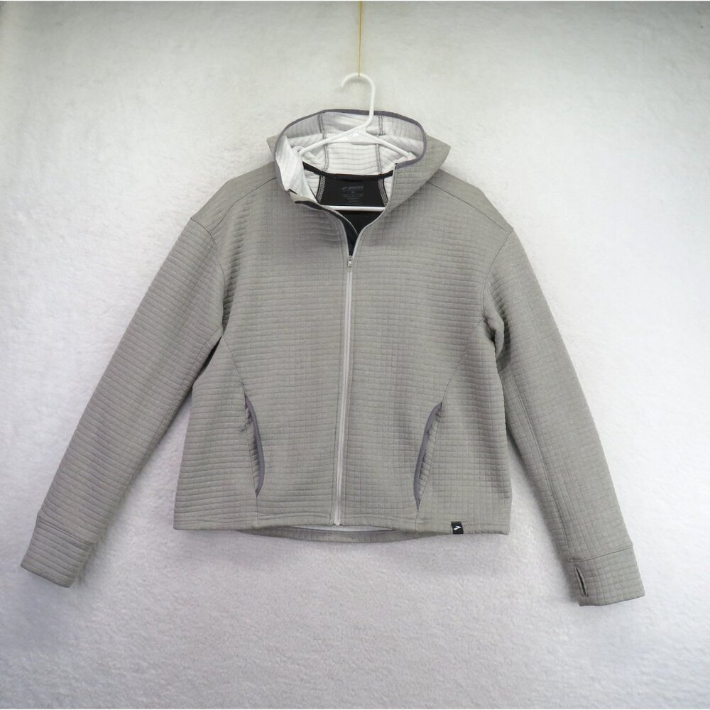 Brooks Jacket Womens Medium Gray Hooded Full Zip Textured Running FLAW